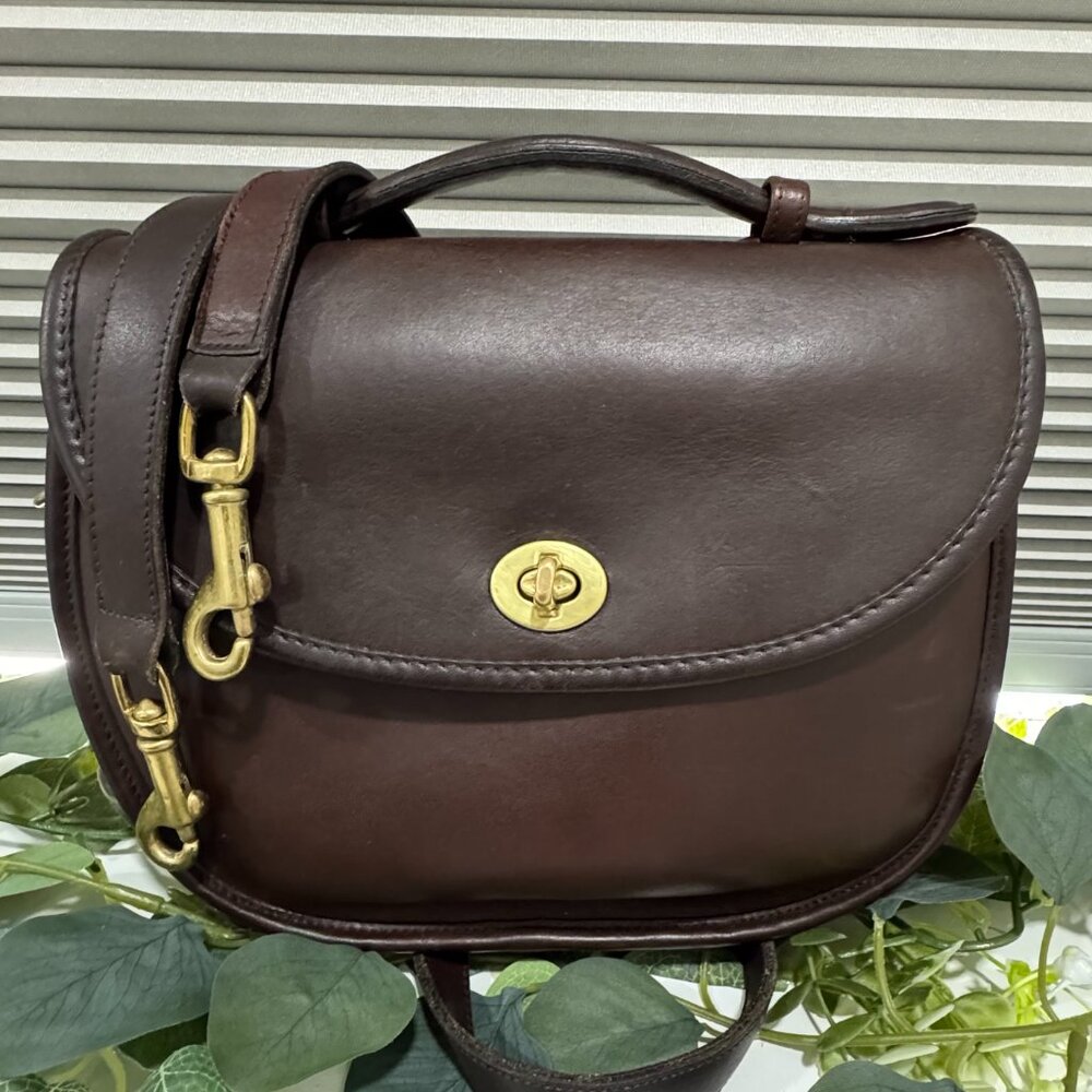 Vintage COACH Small Plaza Bag 9860 Mahogany Leather - Picture 11 of 12